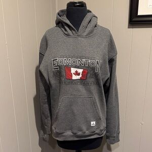 Teepee Canada Edmonton Gray Hoodie with Flag Unisex No Drawstring